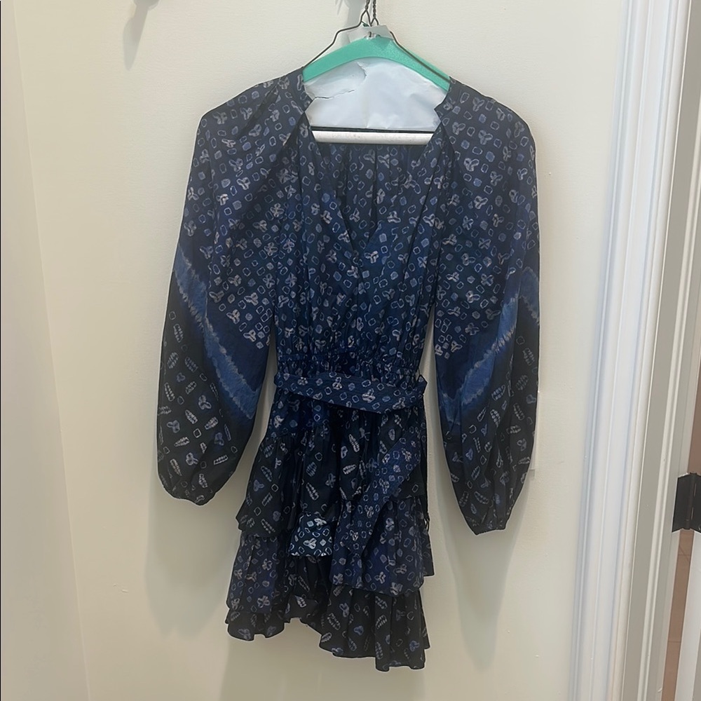 Ulla Johnson Blue Ruffled Smocked Dress